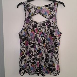 Torrid Skulls and Flowers Sheer Top